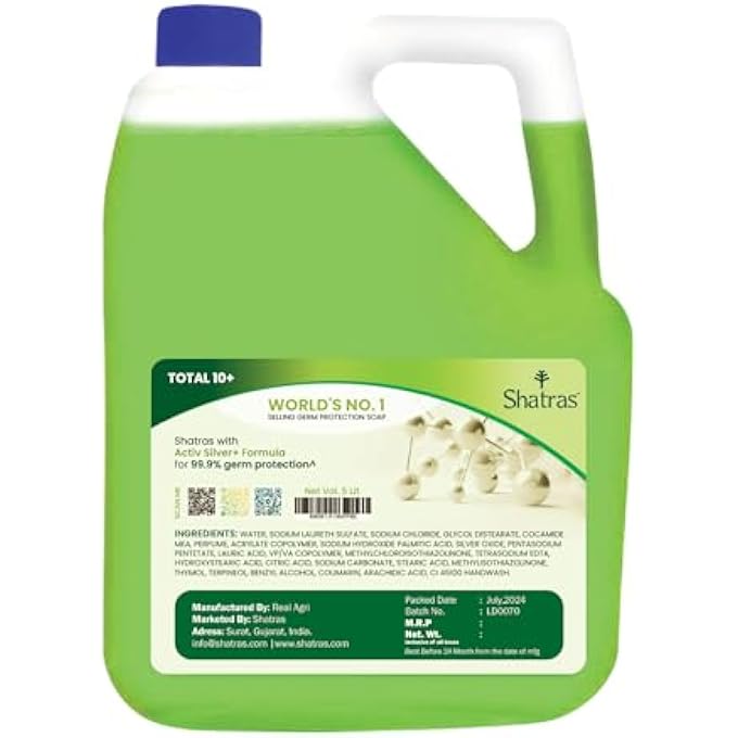 Shatras REFRESH PINE HANDWASH LIQUID REFILL CAN - 5L | ANTIBACTERIAL GERM-PROTECT | PH BALANCED | SOFT ON HANDS | REFRESHING AND ENERGIZING | HANDWASH FOR EVERYDAY USE - Image 2